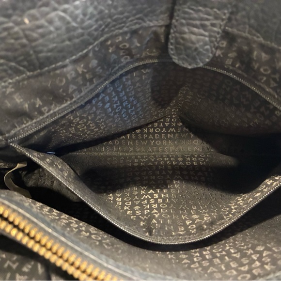 Kate Spade Tote Purse Black with gold accent and lattice detail - Picture 9 of 14
